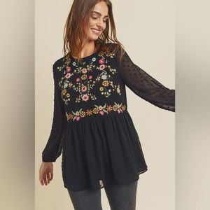 Boutique Embroidered Floral Blouse